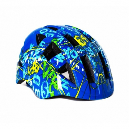 Шлем детский IN-MOLD с регулировкой, размер S(48-52см), синий, рисунок -"буквы", инд.уп. Vinca Sport